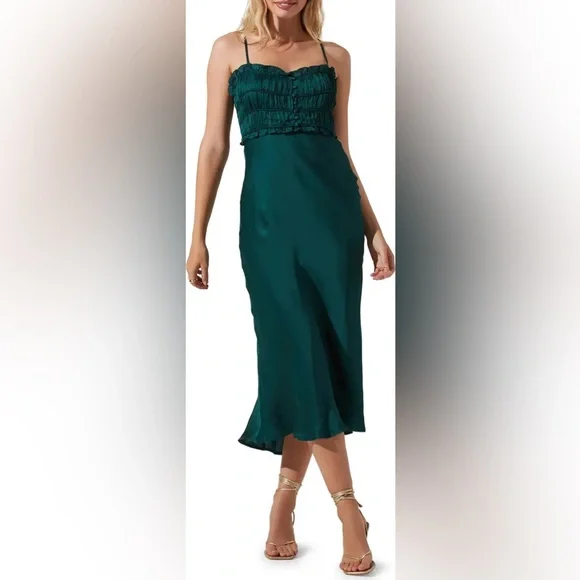 Astr | Dresses | Zola Shirred Satin Midi Dressastr The Label | Poshmark Astr | Dresses | Zola Shirred Satin Midi Dressastr The Label | Poshmark